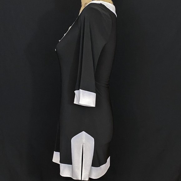 White House Black Market Embellished Black and White stretch tunic XXS - Picture 4 of 6